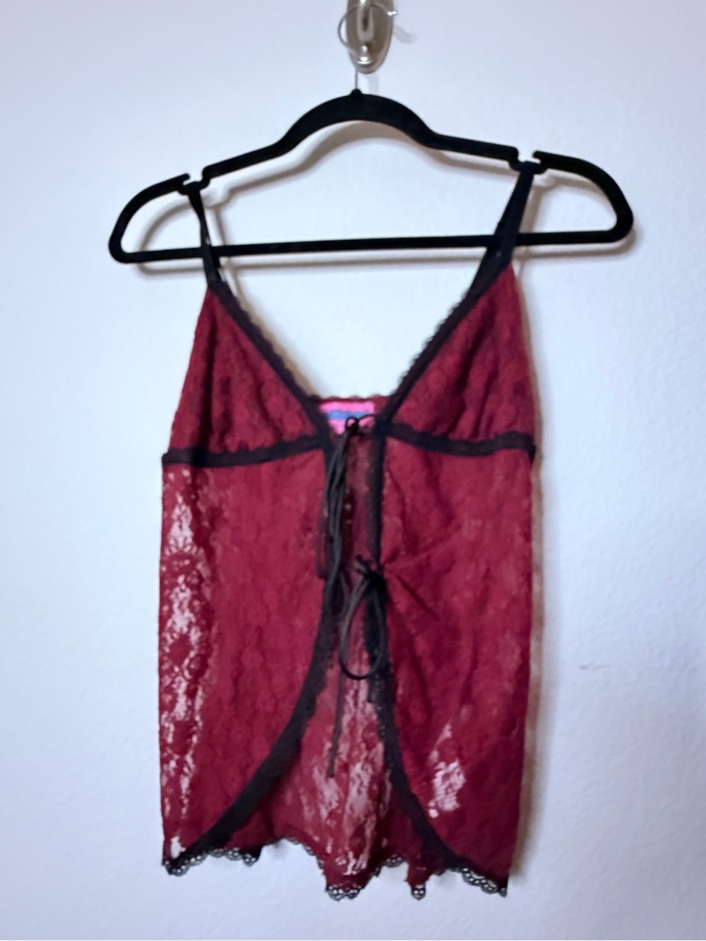 Edikted Wine Red Lace Tank with Black Trim